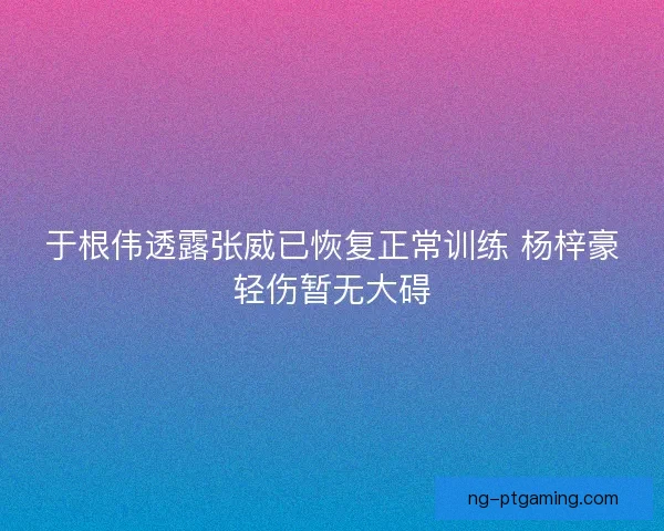 于根伟透露张威已恢复正常训练 杨梓豪轻伤暂无大碍
